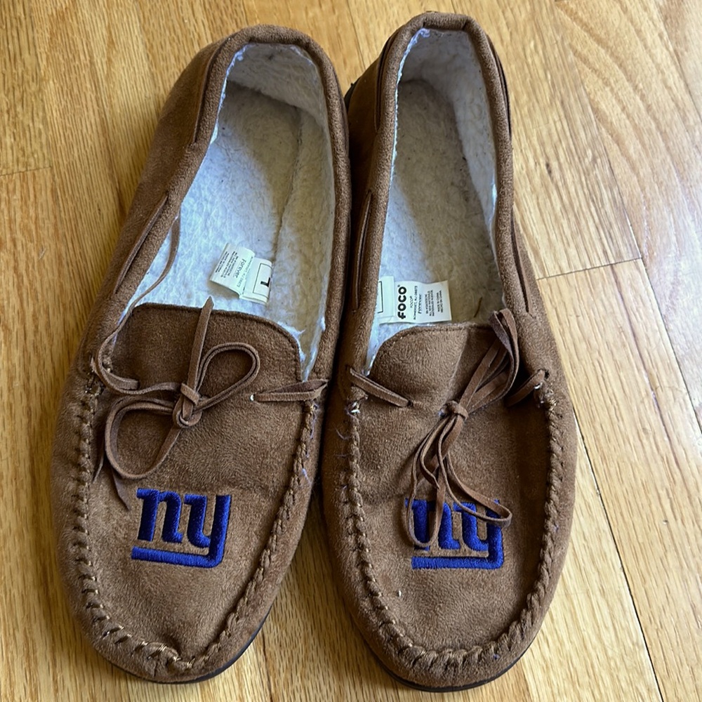 Faux Suede NY Giants Moccasin Slippers